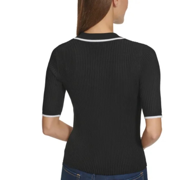 New! Calvin Klein Jeans Black Ribbed Polo Short Sleeve Shirt Size XS X-SMALL NWT - Picture 10 of 14